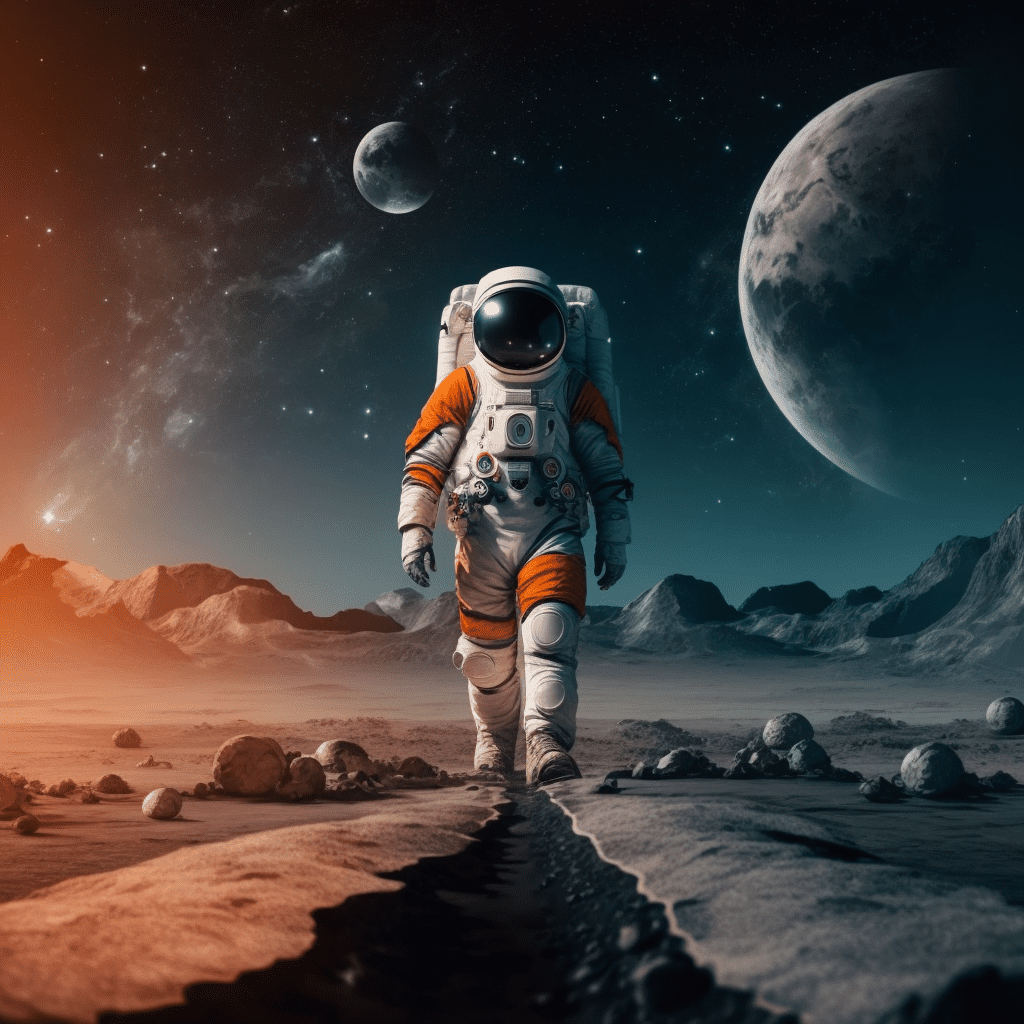 astronaut_walking_on_planet_with_moons_in_the_distance