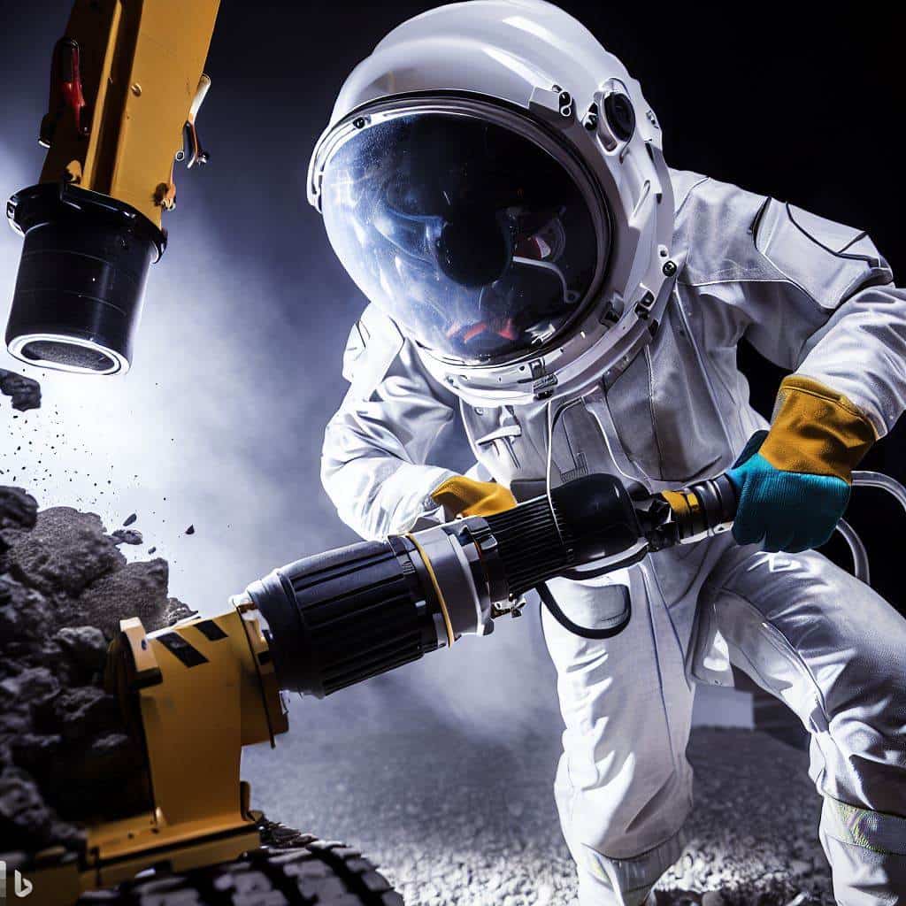 astronaut-using-mining-drill