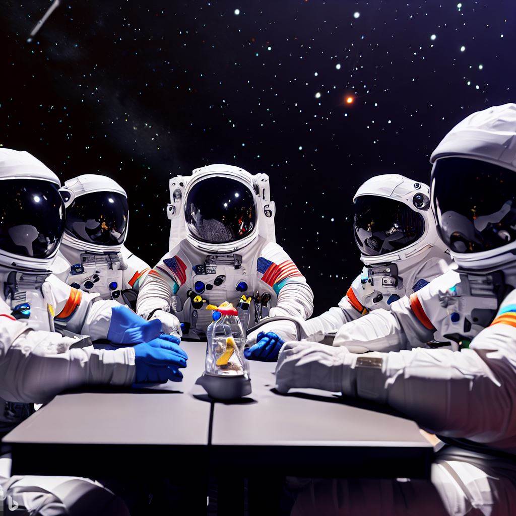 group-astronauts-sitting-around-table