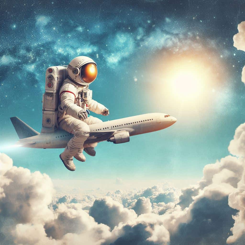 astronaut-flying-on-airplane